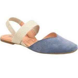 Womens Born Chulu Shark Blue Suede Flat Sandals Size 10